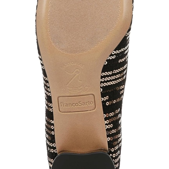 Franco Sarto Black and Gold Sequin Heels Size 7 - Picture 10 of 10